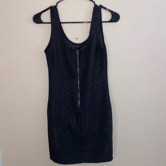 Black rib tank mini dress going out slight sparkle formal cute y2k body-con fit - Picture 5 of 11
